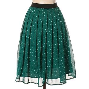 Uniqlo XS Teal Green Polka Dot Casual A-line Skirt